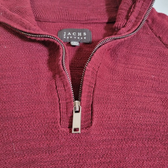 Jachs New York Burgundy Sweater Size 2XL Men's Quarter Zip Pullover Raglan 0532 - Picture 6 of 7